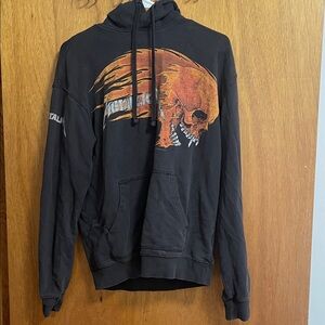 H&M Black Hoodie with Orange Skull Graphic